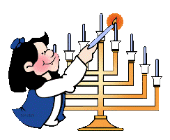girl lighting hanukkah candles